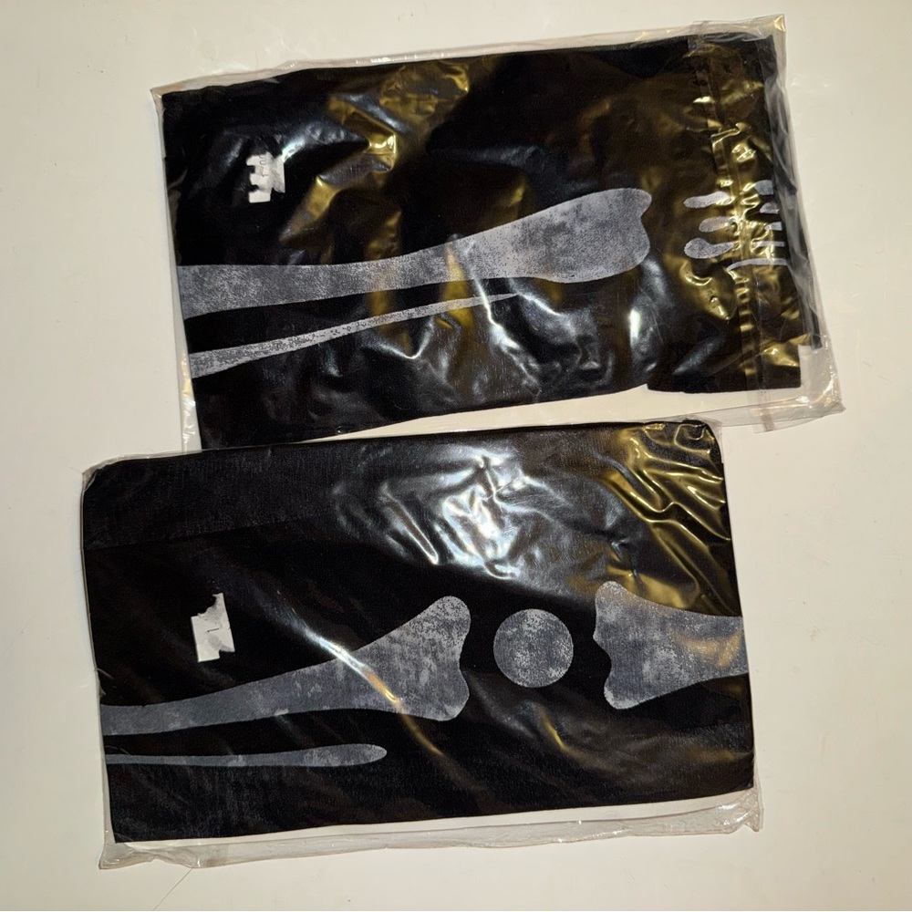 NWT 2 Pairs of Black Nylons w White Skeleton Print